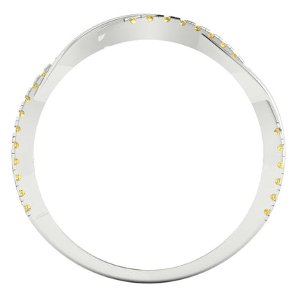 0.16 cttw Natural Citrine Round Cut White Gold Eternity Wedding Band