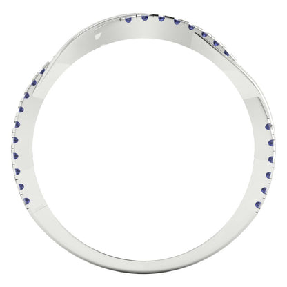 0.16 cttw Simulated Tanzanite Round Cut White Gold Eternity Wedding Band