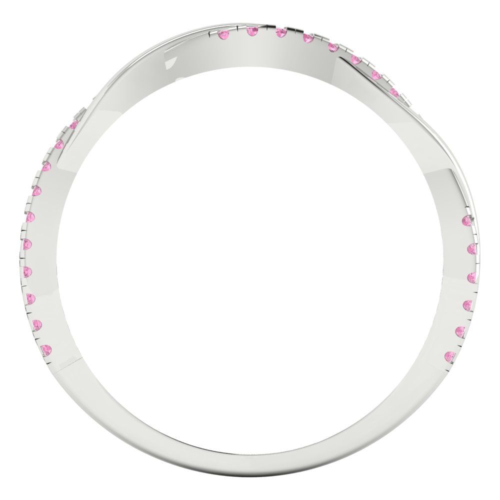 0.16 cttw Simulated Pink Diamond Round Cut White Gold Eternity Wedding Band