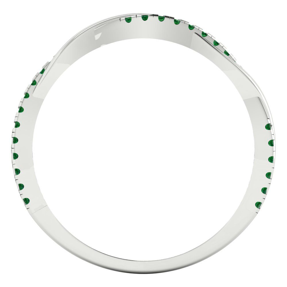 0.16 cttw Simulated Emerald Round Cut White Gold Eternity Wedding Band