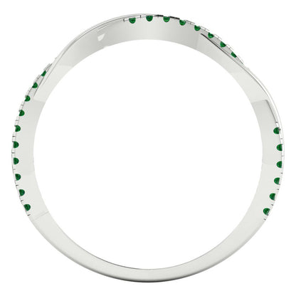 0.16 cttw Simulated Emerald Round Cut White Gold Eternity Wedding Band