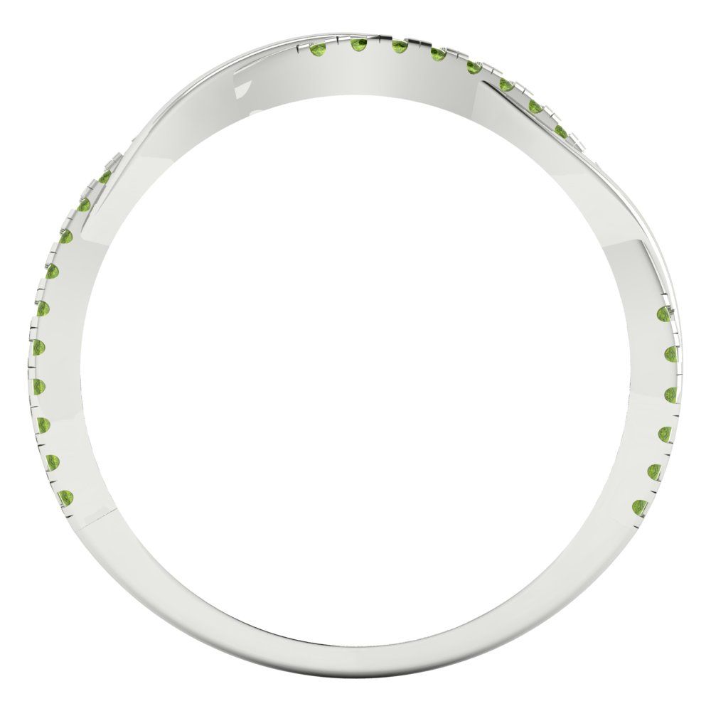 0.16 cttw Natural Peridot Round Cut White Gold Eternity Wedding Band