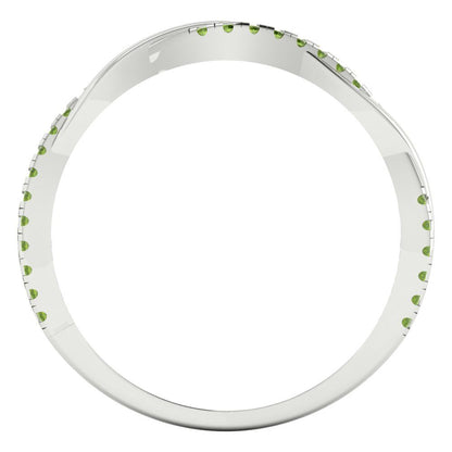 0.16 cttw Natural Peridot Round Cut White Gold Eternity Wedding Band