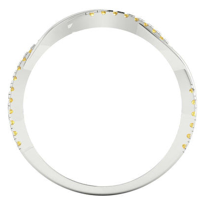 0.16 cttw Simulated Yellow Diamond Round Cut White Gold Eternity Wedding Band