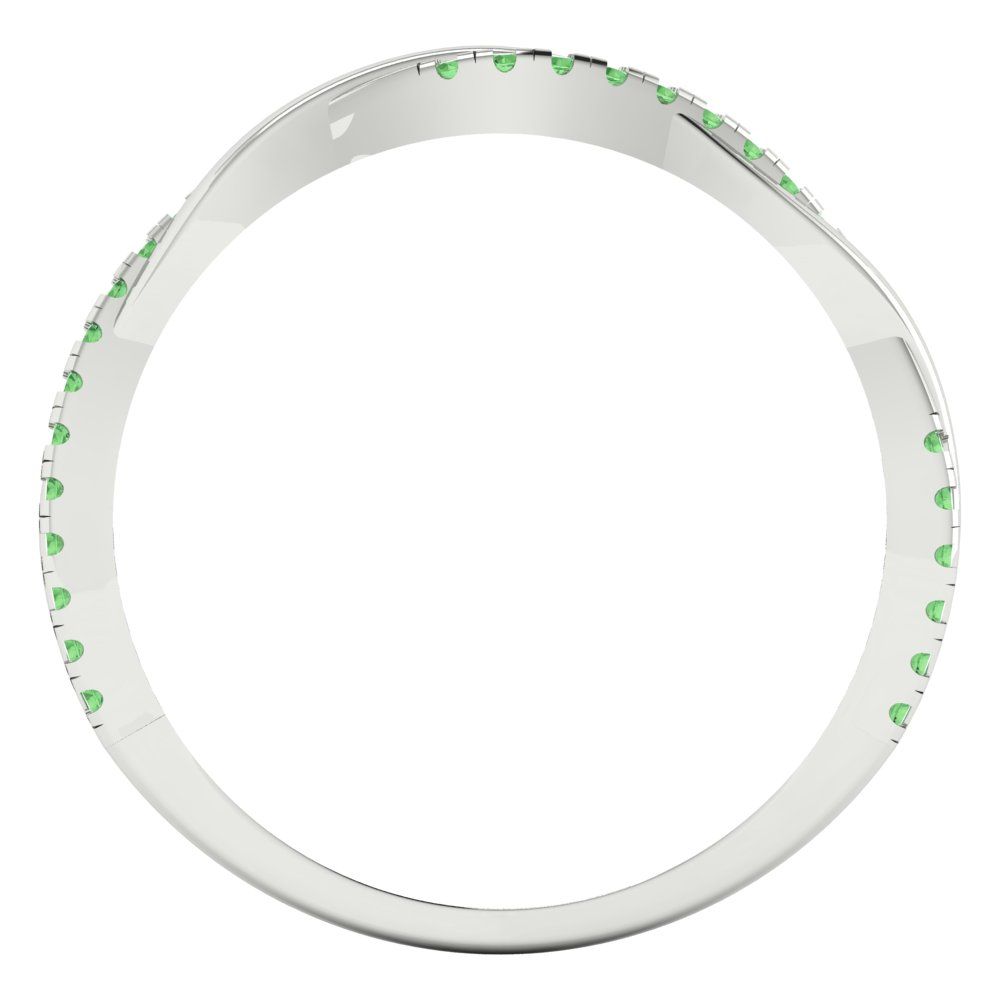 0.16 cttw Simulated Green Diamond Round Cut White Gold Eternity Wedding Band