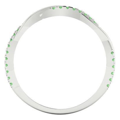 0.16 cttw Simulated Green Diamond Round Cut White Gold Eternity Wedding Band