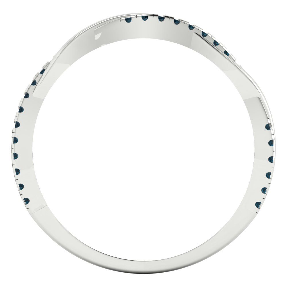0.16 cttw Natural London Blue Topaz Round Cut White Gold Eternity Wedding Band
