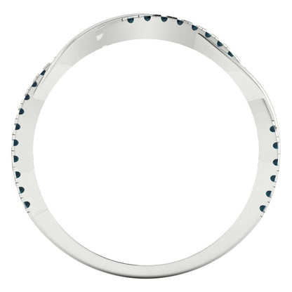 0.16 cttw Natural London Blue Topaz Round Cut White Gold Eternity Wedding Band