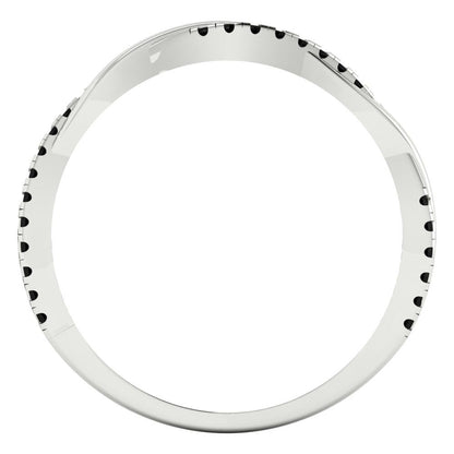 0.16 cttw Natural Onyx Round Cut White Gold Eternity Wedding Band