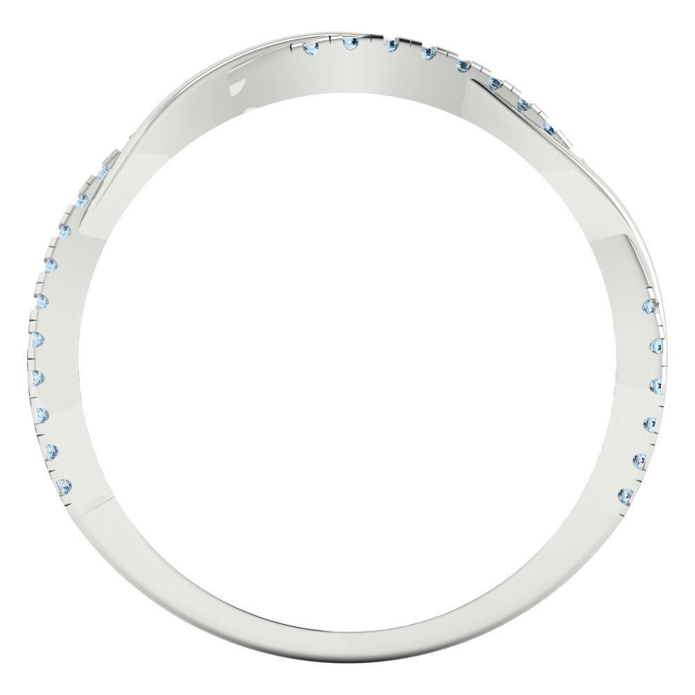 0.16 cttw Natural Sky Blue Topaz Round Cut White Gold Eternity Wedding Band