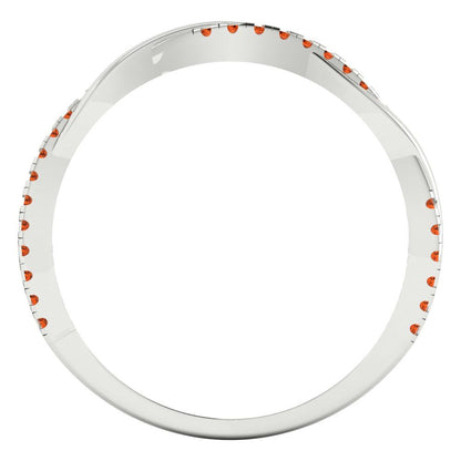 0.16 cttw Simulated Red Diamond Round Cut White Gold Eternity Wedding Band