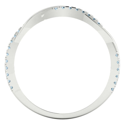 0.16 cttw Natural Swiss Blue Topaz Round Cut White Gold Eternity Wedding Band