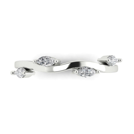0.4 cttw Simulated Diamond Marquise Cut White Gold Eternity Wedding Band
