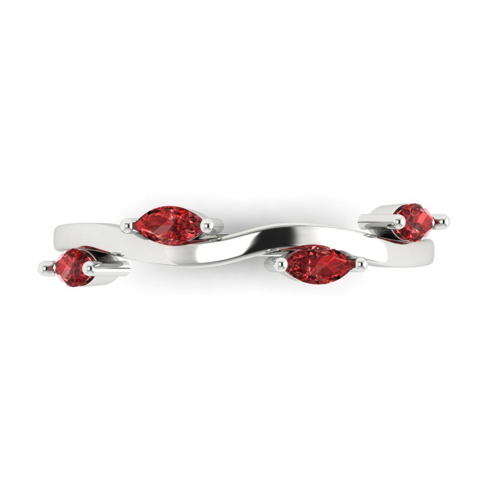 0.4 cttw Natural Garnet Marquise Cut White Gold Eternity Wedding Band