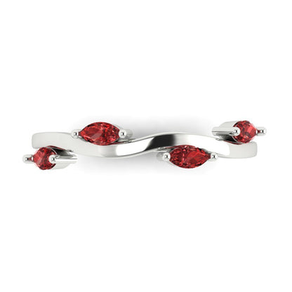0.4 cttw Natural Garnet Marquise Cut White Gold Eternity Wedding Band