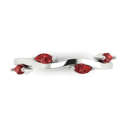 0.4 cttw Natural Garnet Marquise Cut White Gold Eternity Wedding Band