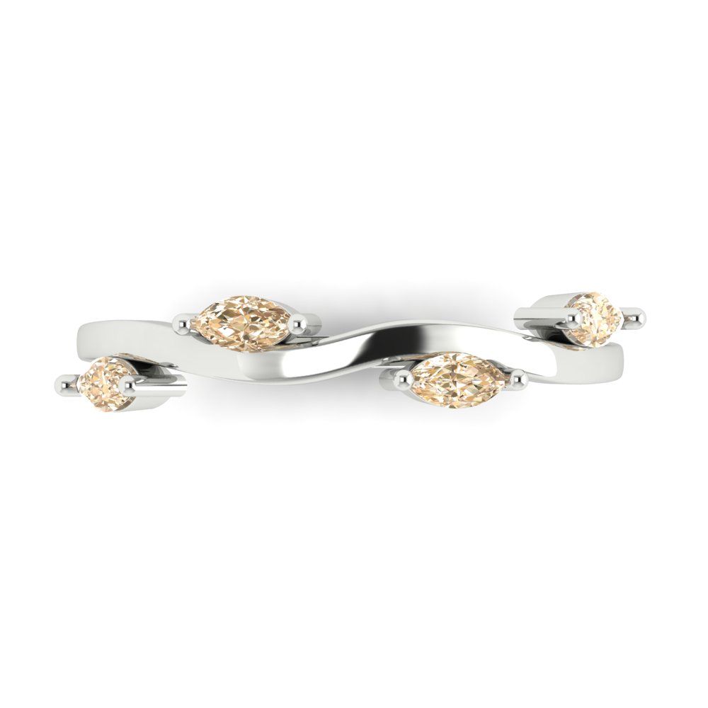 0.4 cttw Natural Morganite Marquise Cut White Gold Eternity Wedding Band
