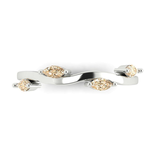 0.4 cttw Natural Morganite Marquise Cut White Gold Eternity Wedding Band