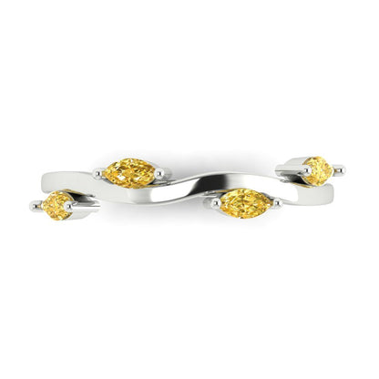 0.4 cttw Natural Citrine Marquise Cut White Gold Eternity Wedding Band