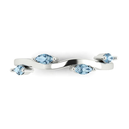 0.4 cttw Simulated Blue Diamond Marquise Cut White Gold Eternity Wedding Band