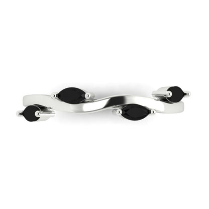 0.4 cttw Natural Onyx Marquise Cut White Gold Eternity Wedding Band