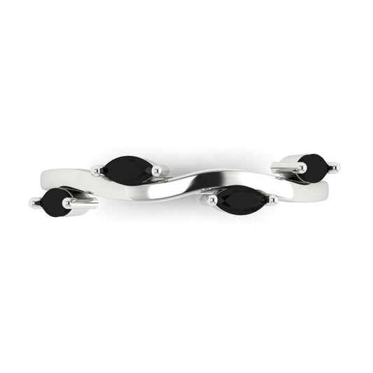 0.4 cttw Natural Onyx Marquise Cut White Gold Eternity Wedding Band