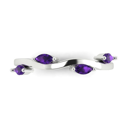 0.4 cttw Natural Amethyst Marquise Cut White Gold Eternity Wedding Band