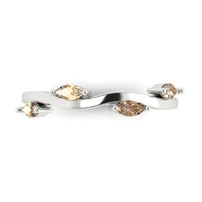 0.4 cttw Yellow Moissanite Marquise Cut White Gold Eternity Wedding Band