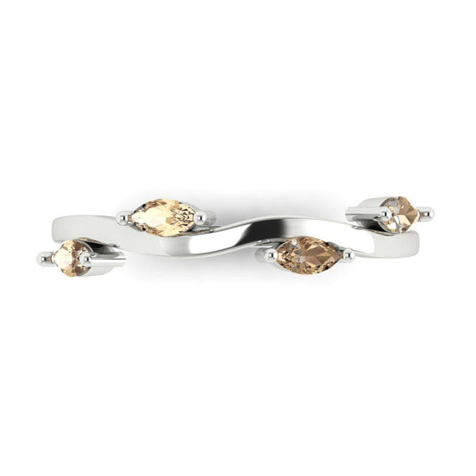 0.4 cttw Yellow Moissanite Marquise Cut White Gold Eternity Wedding Band