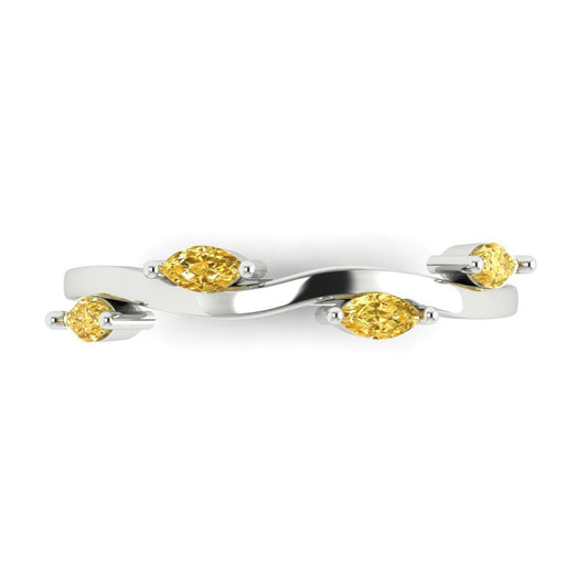 0.4 cttw Simulated Yellow Diamond Marquise Cut White Gold Eternity Wedding Band