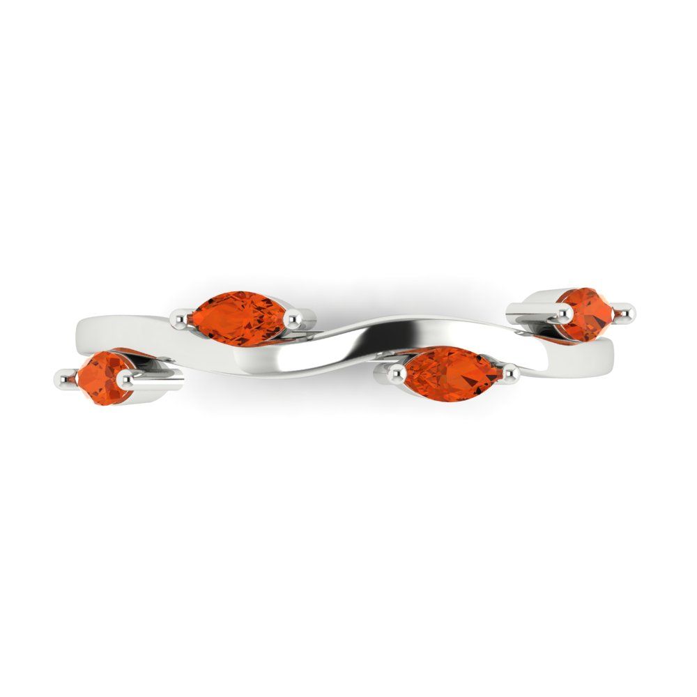 0.4 cttw Simulated Red Diamond Marquise Cut White Gold Eternity Wedding Band