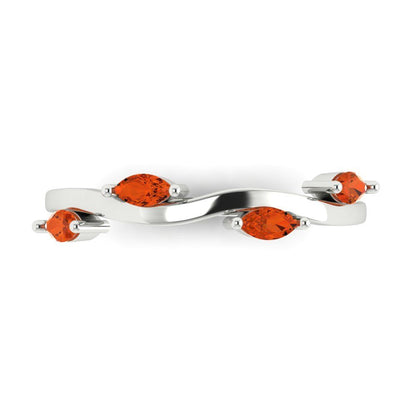 0.4 cttw Simulated Red Diamond Marquise Cut White Gold Eternity Wedding Band