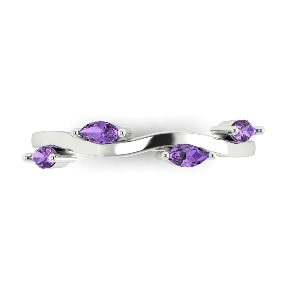 0.4 cttw Simulated Alexandrite Marquise Cut White Gold Eternity Wedding Band