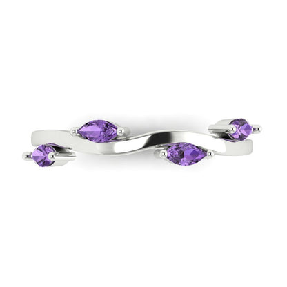 0.4 cttw Simulated Alexandrite Marquise Cut White Gold Eternity Wedding Band