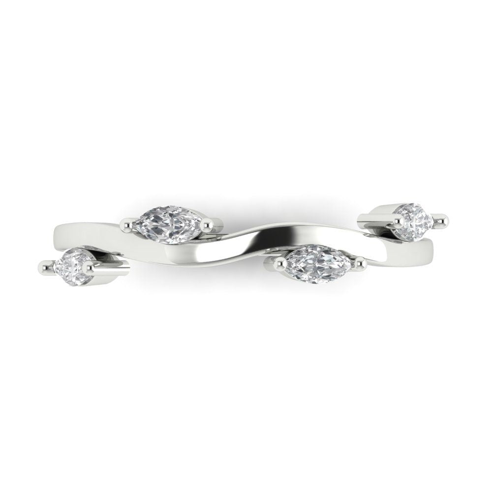 0.4 cttw Moissanite Marquise Cut White Gold Eternity Wedding Band