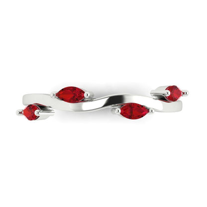 0.4 cttw Simulated Ruby Marquise Cut White Gold Eternity Wedding Band