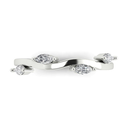 0.4 cttw White Sapphire Marquise Cut White Gold Eternity Wedding Band