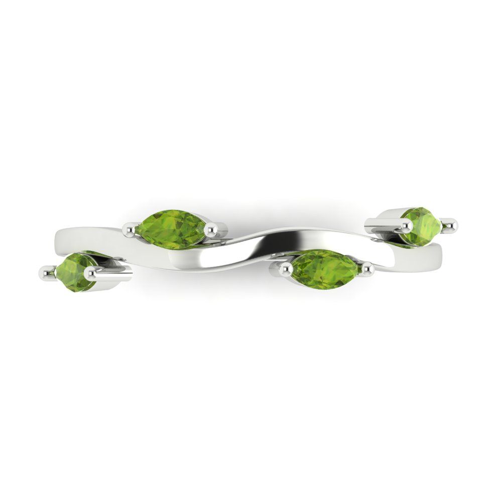 0.4 cttw Natural Peridot Marquise Cut White Gold Eternity Wedding Band