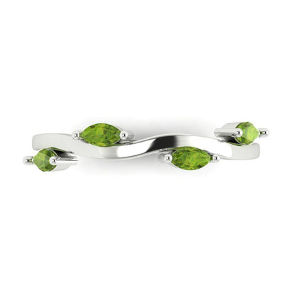 0.4 cttw Natural Peridot Marquise Cut White Gold Eternity Wedding Band