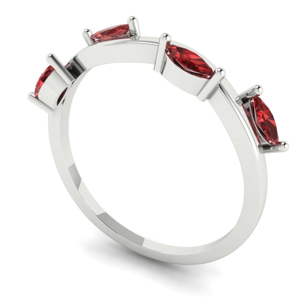 0.4 cttw Natural Garnet Marquise Cut White Gold Eternity Wedding Band