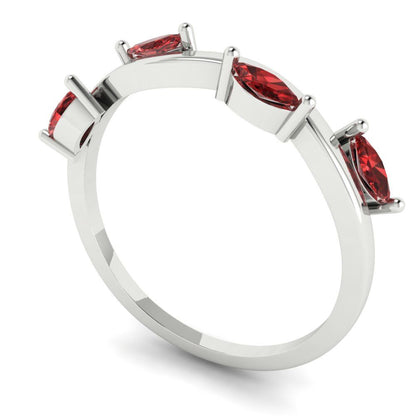 0.4 cttw Natural Garnet Marquise Cut White Gold Eternity Wedding Band