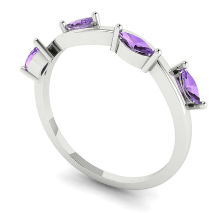 0.4 cttw Simulated Alexandrite Marquise Cut White Gold Eternity Wedding Band