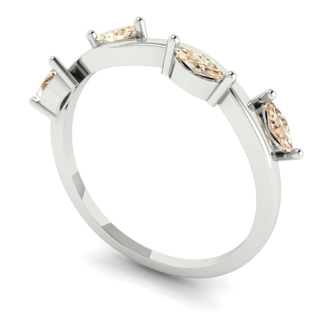 0.4 cttw Natural Morganite Marquise Cut White Gold Eternity Wedding Band