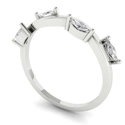 0.4 cttw White Sapphire Marquise Cut White Gold Eternity Wedding Band