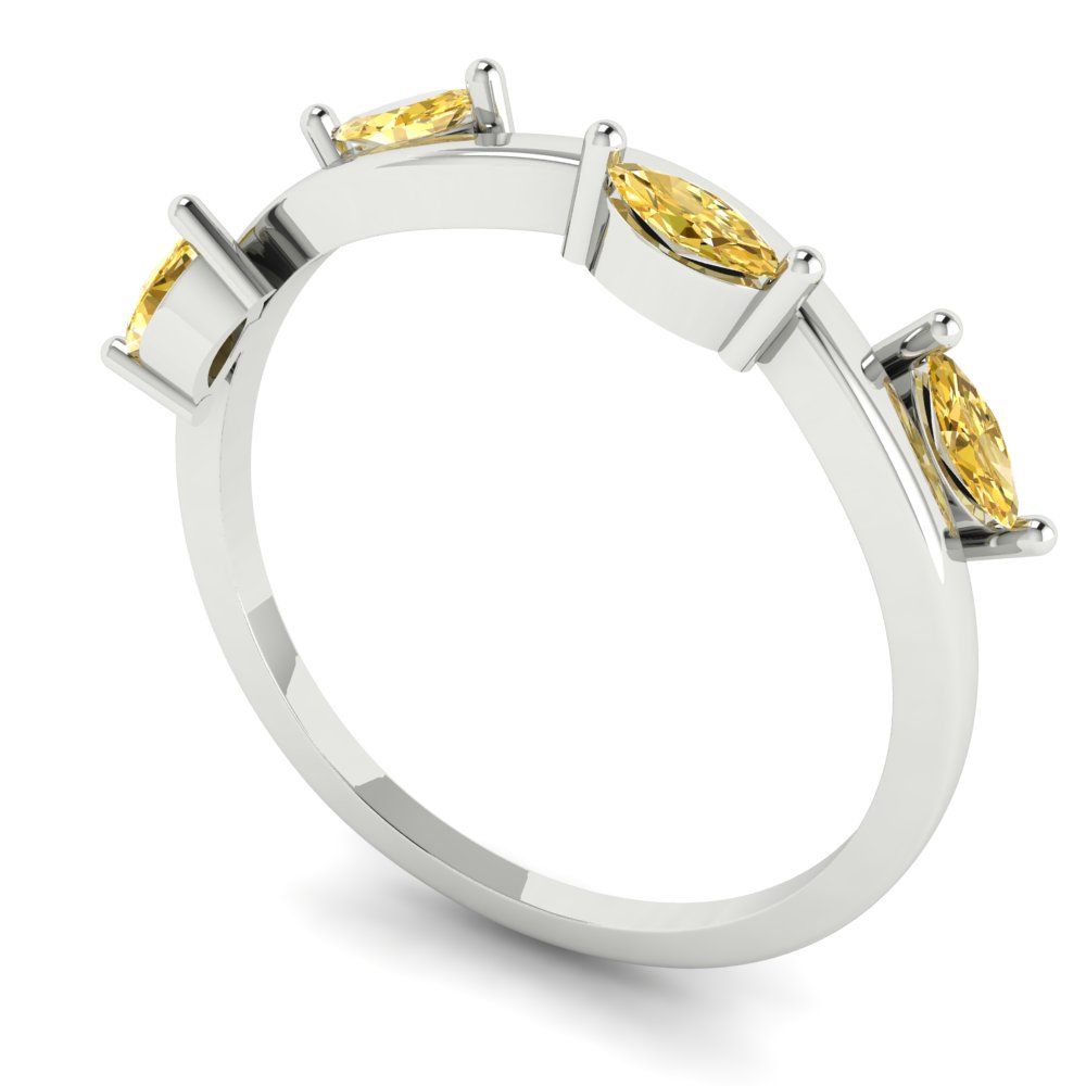 0.4 cttw Natural Citrine Marquise Cut White Gold Eternity Wedding Band