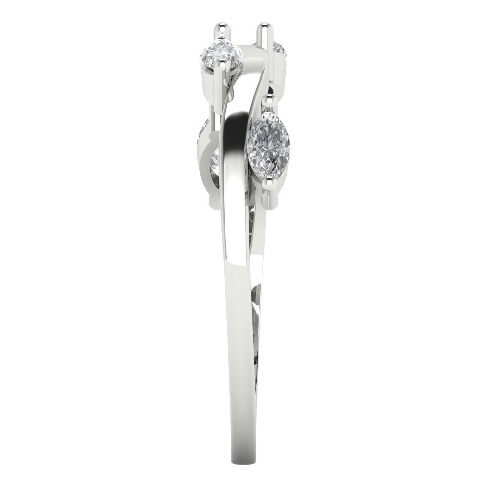 0.4 cttw White Sapphire Marquise Cut White Gold Eternity Wedding Band