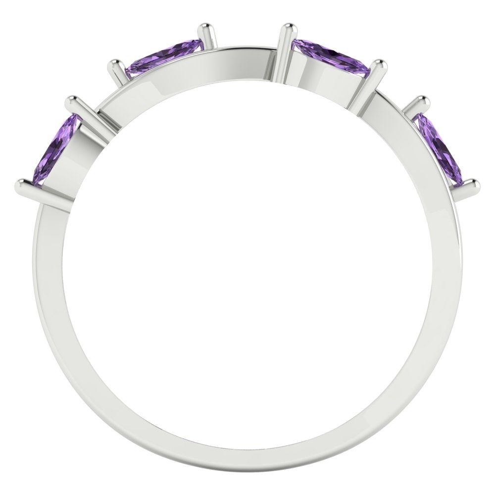 0.4 cttw Simulated Alexandrite Marquise Cut White Gold Eternity Wedding Band