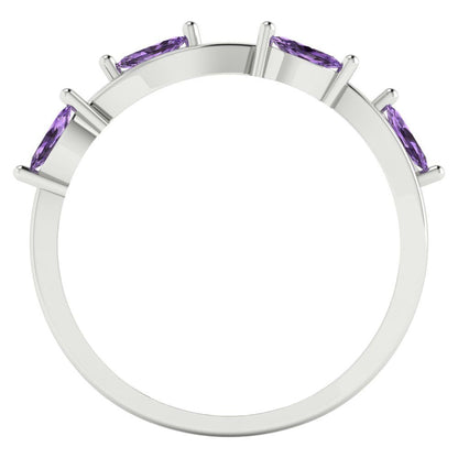 0.4 cttw Simulated Alexandrite Marquise Cut White Gold Eternity Wedding Band