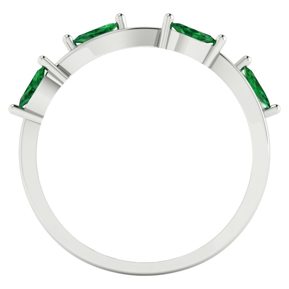 0.4 cttw Simulated Emerald Marquise Cut White Gold Eternity Wedding Band