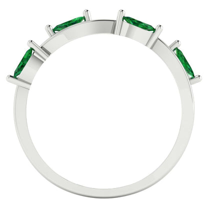 0.4 cttw Simulated Emerald Marquise Cut White Gold Eternity Wedding Band